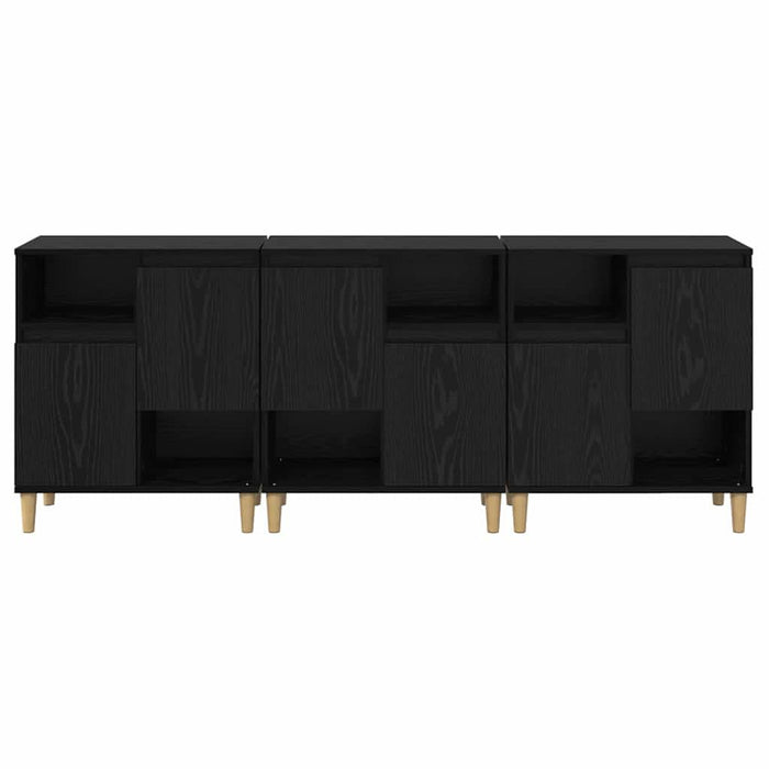Bufeturi 3 pcs Stejar Negru 60 x 35 x 70 cm Lemn compozit - WALTI WALTI