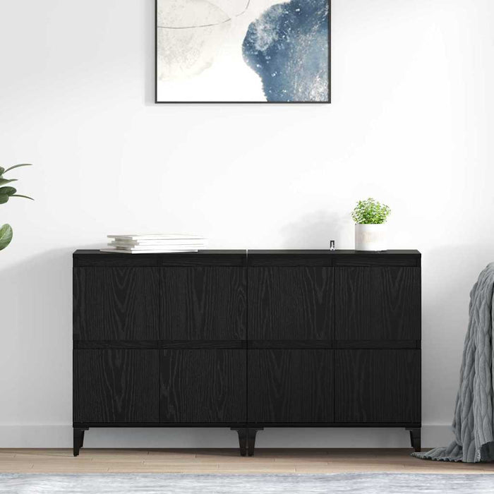 Bufeturi 2 pcs Stejar Negru 60 x 35 x 70 cm Lemn compozit - WALTI WALTI