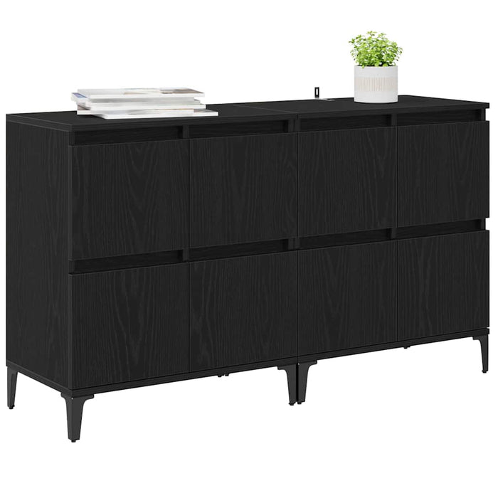 Bufeturi 2 pcs Stejar Negru 60 x 35 x 70 cm Lemn compozit - WALTI WALTI