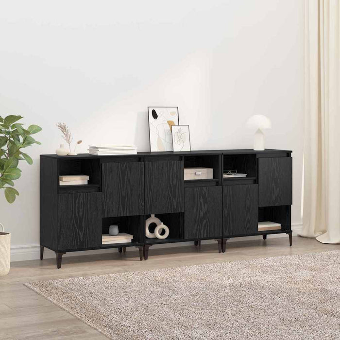 Bufeturi 3 pcs Stejar Negru 60 x 35 x 70 cm Lemn compozit - WALTI WALTI
