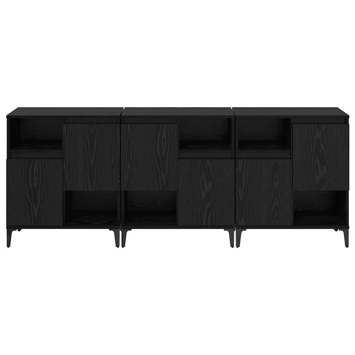 Bufeturi 3 pcs Stejar Negru 60 x 35 x 70 cm Lemn compozit - WALTI WALTI
