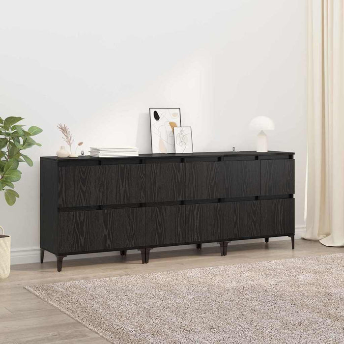 Bufeturi 3 pcs Stejar Negru 60 x 35 x 70 cm Lemn compozit - WALTI WALTI