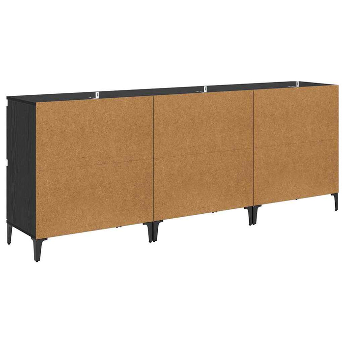 Bufeturi 3 pcs Stejar Negru 60 x 35 x 70 cm Lemn compozit - WALTI WALTI
