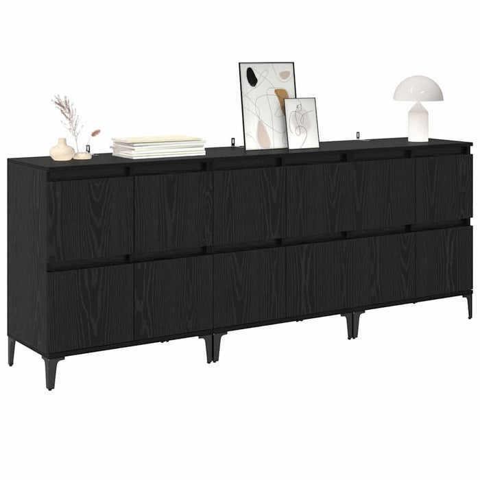 Bufeturi 3 pcs Stejar Negru 60 x 35 x 70 cm Lemn compozit - WALTI WALTI