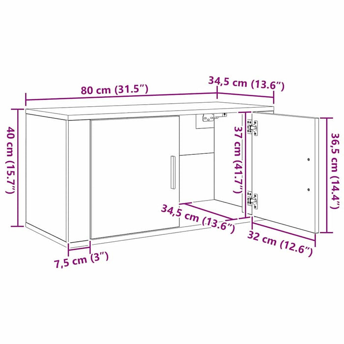 Set Dulap TV montat pe perete Pe perete 3 pcs Stejar Negru - WALTI WALTI