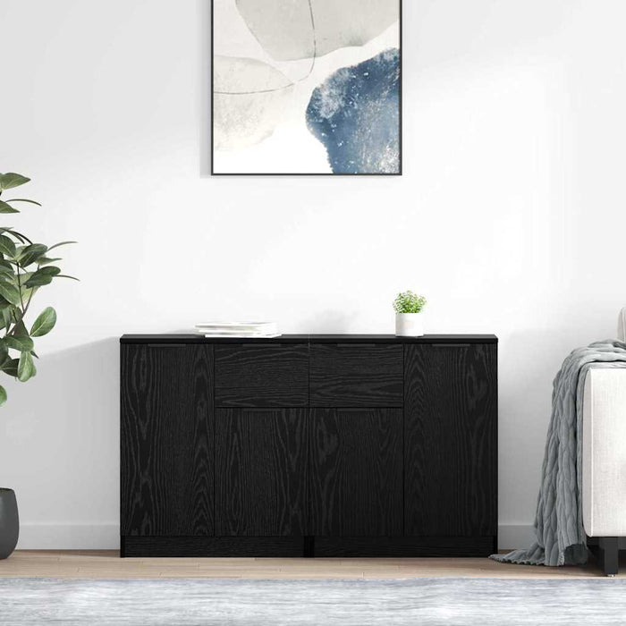 Bufeturi 2 pcs Stejar Negru 60 x 30 x 70 cm Lemn compozit - WALTI WALTI