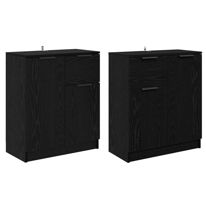 Bufeturi 2 pcs Stejar Negru 60 x 30 x 70 cm Lemn compozit - WALTI WALTI