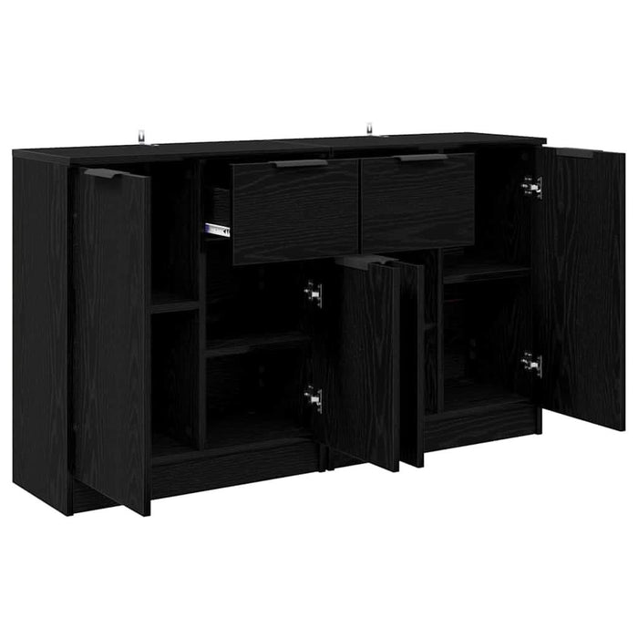 Bufeturi 2 pcs Stejar Negru 60 x 30 x 70 cm Lemn compozit - WALTI WALTI