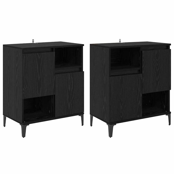 Bufeturi 2 pcs Stejar Negru 60 x 35 x 70 cm Lemn compozit - WALTI WALTI