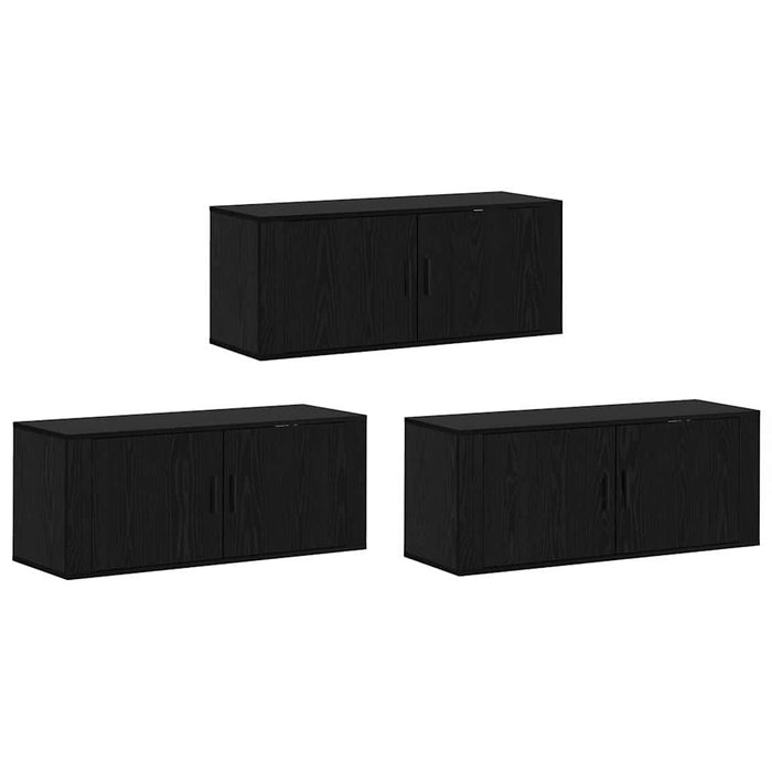 Set Dulap TV montat pe perete Pe perete 3 pcs Stejar Negru - WALTI WALTI
