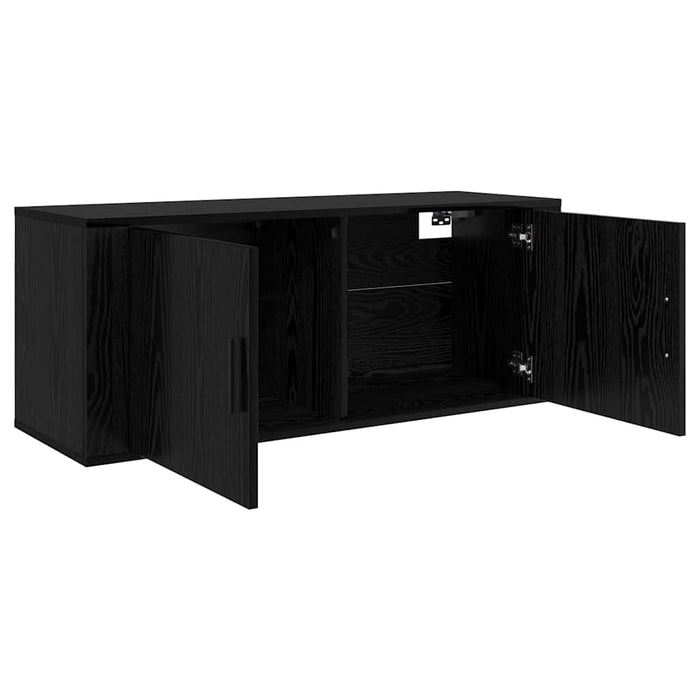 Set Dulap TV montat pe perete Pe perete 3 pcs Stejar Negru - WALTI WALTI