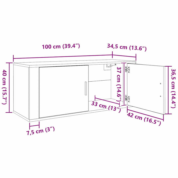 Set Dulap TV montat pe perete Pe perete 3 pcs Stejar Negru - WALTI WALTI