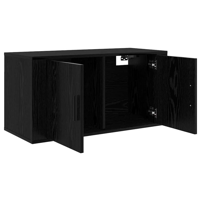 Set Dulap TV montat pe perete Pe perete 2 pcs Stejar Negru - WALTI WALTI