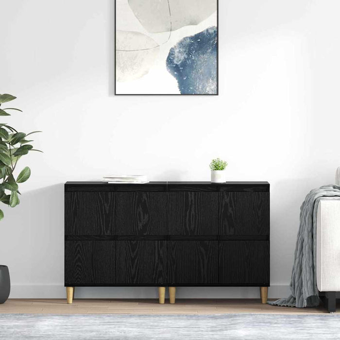 Bufeturi 2 pcs Stejar Negru 60 x 35 x 70 cm Lemn compozit - WALTI WALTI
