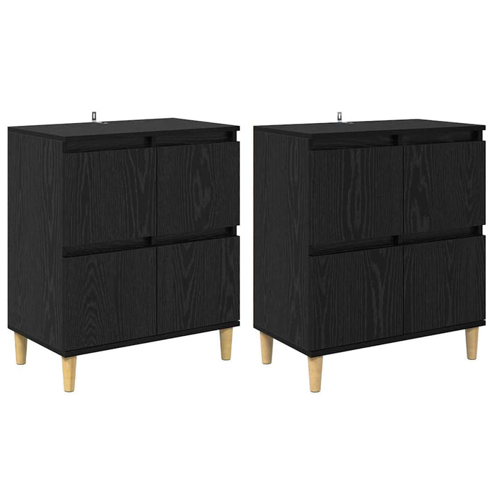Bufeturi 2 pcs Stejar Negru 60 x 35 x 70 cm Lemn compozit - WALTI WALTI