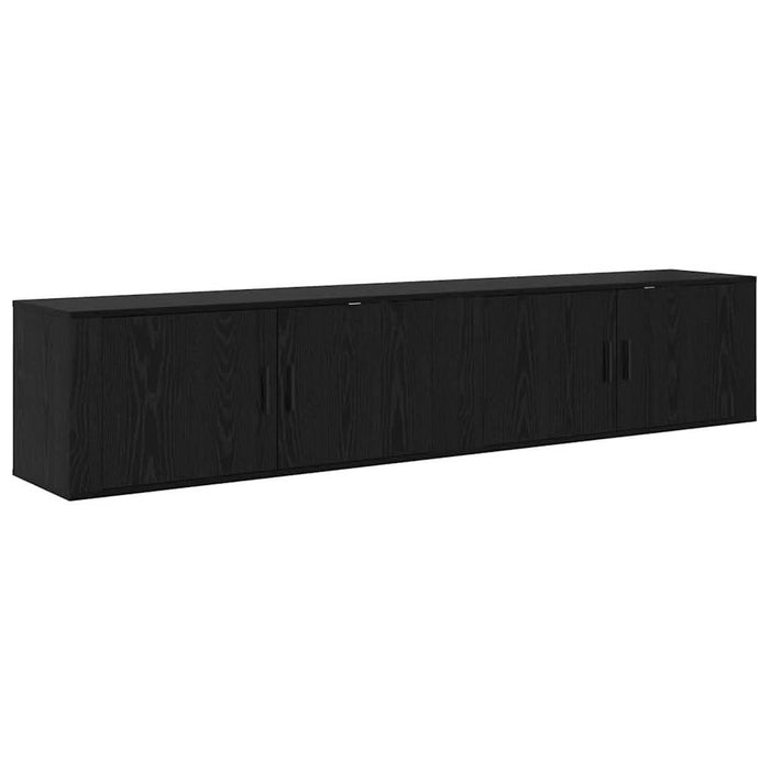 Set Dulap TV montat pe perete Pe perete 2 pcs Stejar Negru - WALTI WALTI