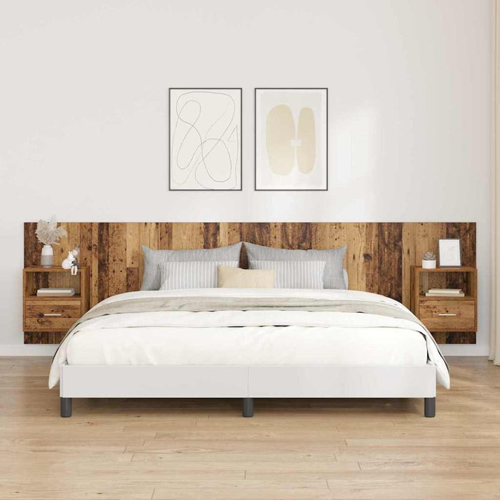 Tăblie cu Noptieră cu sertar 3 pcs Lemn Vechi Lemn compozit - WALTI WALTI