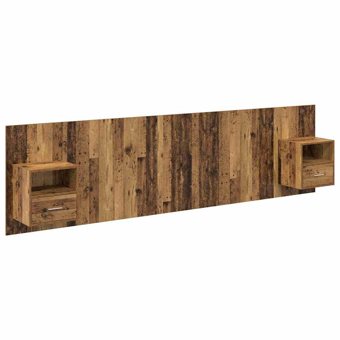 Tăblie cu Noptieră cu sertar 3 pcs Lemn Vechi Lemn compozit - WALTI WALTI