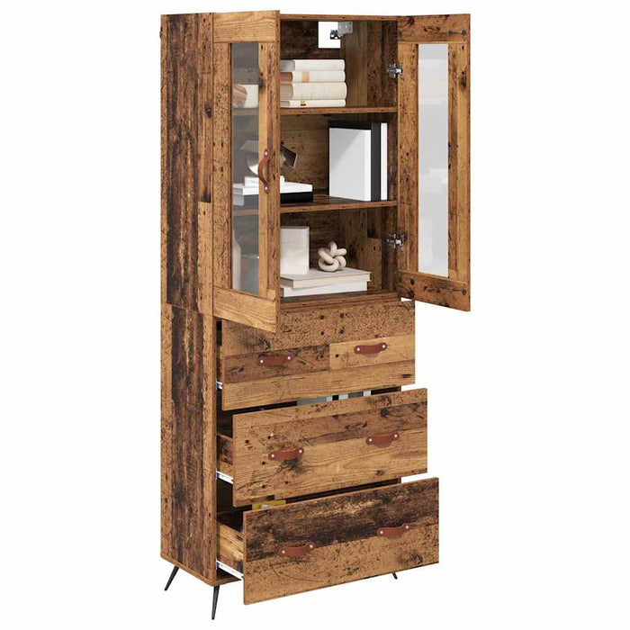 Cabinet înalt cu raft cu sertar 2 pcs Lemn vechi Lemn compozit - WALTI WALTI