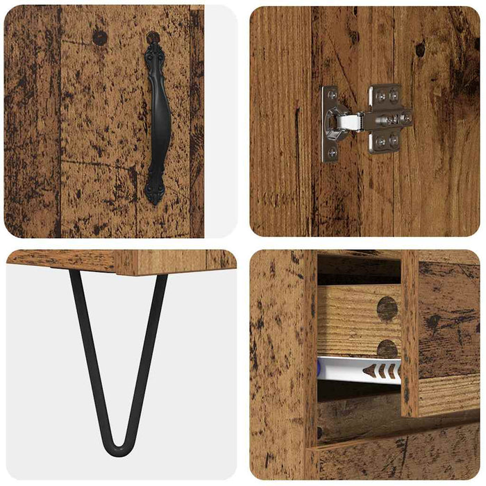 Bufet cu sertar 2 pcs Lemn vechi Lemn tehnic și sticlă - WALTI WALTI