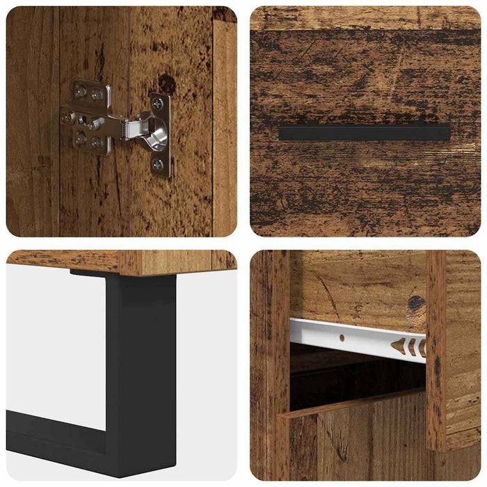 Bufet cu sertar 2 pcs Lemn Vechi Lemn Stratificat și Sticlă - WALTI WALTI