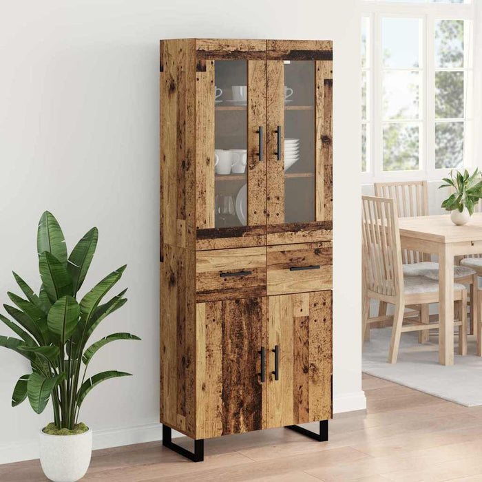 Bufet cu sertar 2 pcs Lemn Vechi Lemn Stratificat și Sticlă - WALTI WALTI