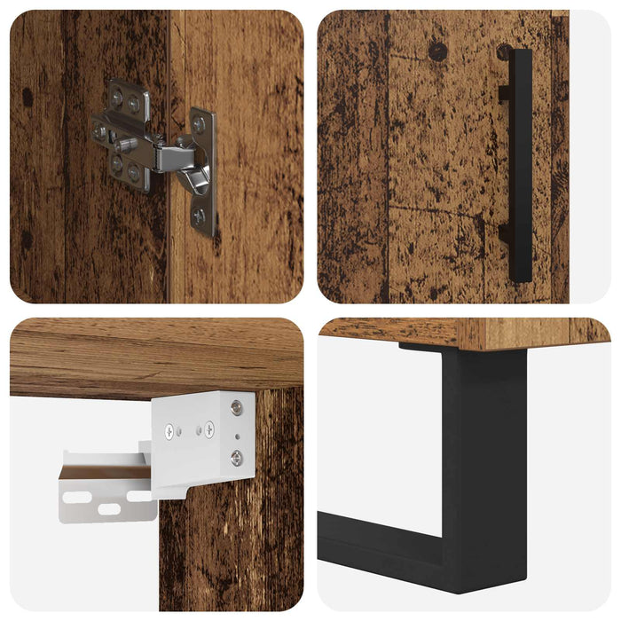 Bufet 2 pcs Lemn Vechi Lemn Stratificat și Sticlă - WALTI WALTI