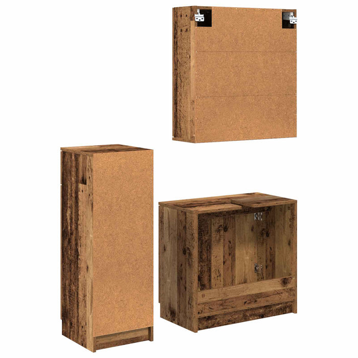 Set de mobilier pentru baie 3 pcs Lemn vechi Lemn compozit - WALTI WALTI