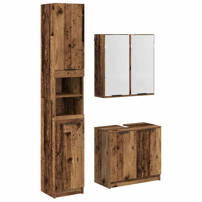 Set dulap baie cu raft cu depozitare Lemn Vechi Lemn compozit - WALTI WALTI