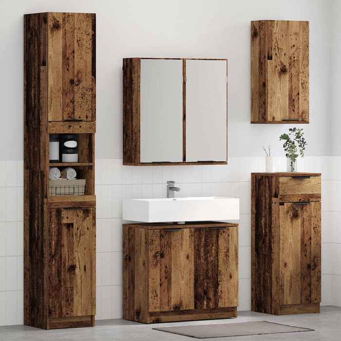 Set de mobilier pentru baie 5 pcs Lemn vechi Lemn compozit - WALTI WALTI