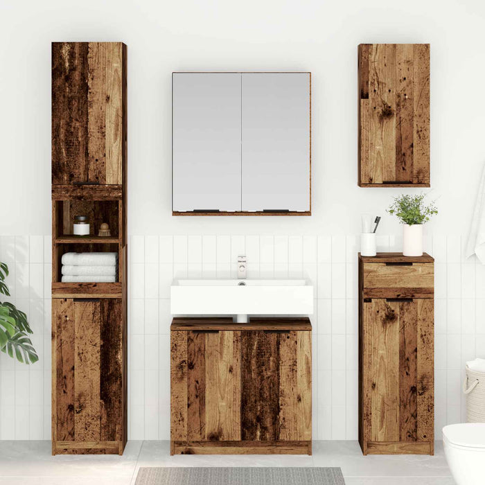 Set de mobilier pentru baie 5 pcs Lemn vechi Lemn compozit - WALTI WALTI