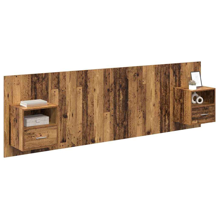 Tăblie cu Noptieră cu sertar 3 pcs Lemn Vechi Lemn compozit - WALTI WALTI