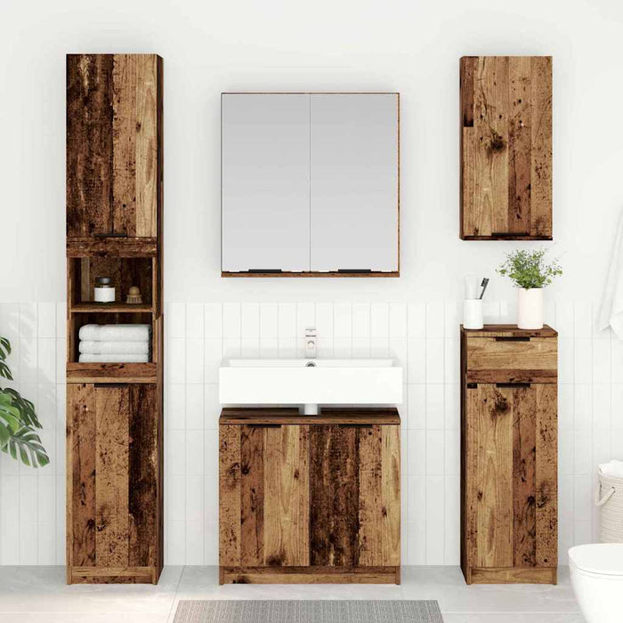 Set dulap baie cu raft cu depozitare Lemn Vechi Lemn compozit - WALTI WALTI