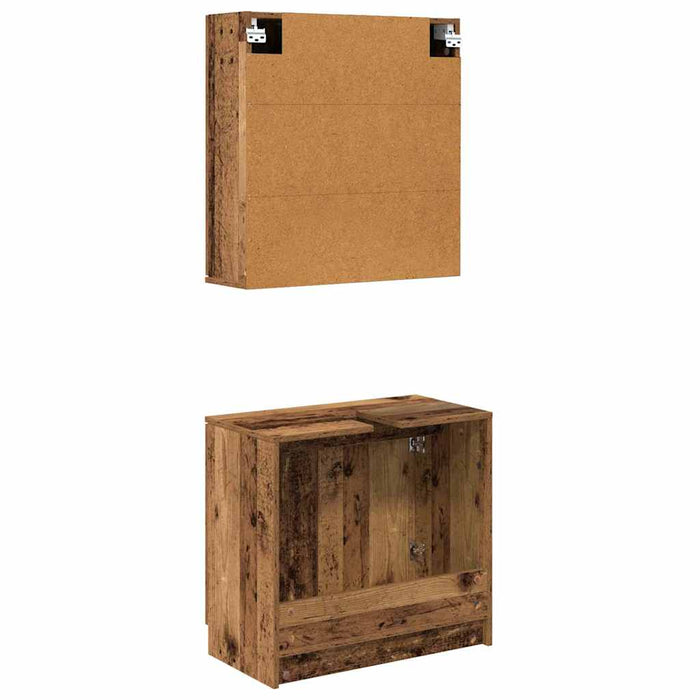 Set dulap baie cu raft cu depozitare Lemn Vechi Lemn compozit - WALTI WALTI