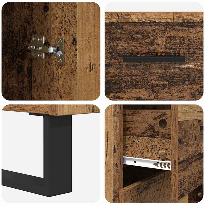 Bufet cu sertar 2 pcs Lemn Vechi Lemn Stratificat și Sticlă - WALTI WALTI