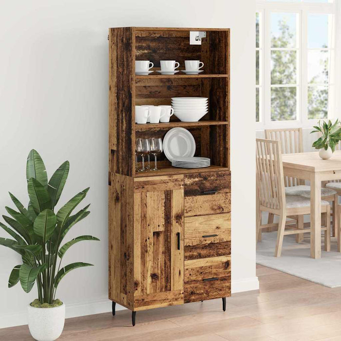 Bufet Lemn Vechi 69,5 x 34 x 180 cm Lemn Stratificat și Sticlă - WALTI WALTI