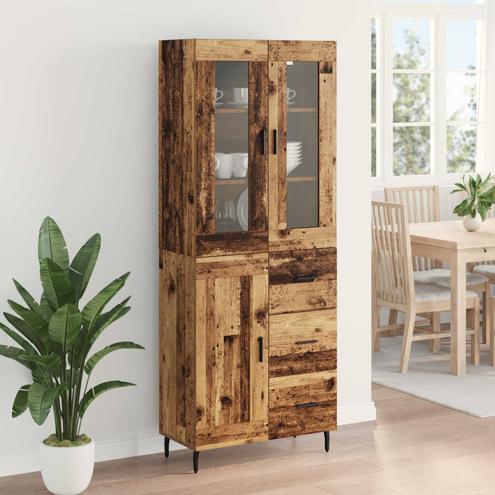 Bufet cu sertar 2 pcs Lemn Vechi Lemn Stratificat și Sticlă - WALTI WALTI