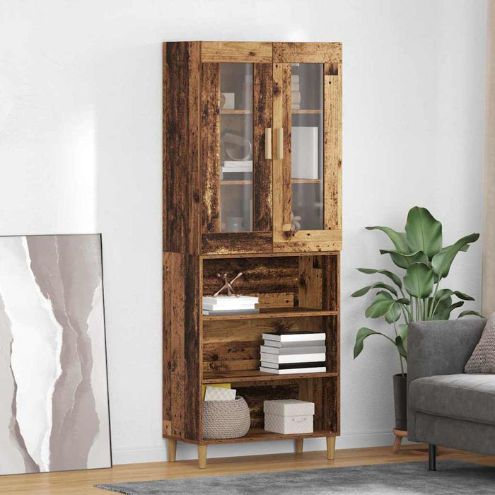 Bufet Lemn Vechi 69,5 x 34 x 180 cm Lemn Stratificat și Sticlă - WALTI WALTI