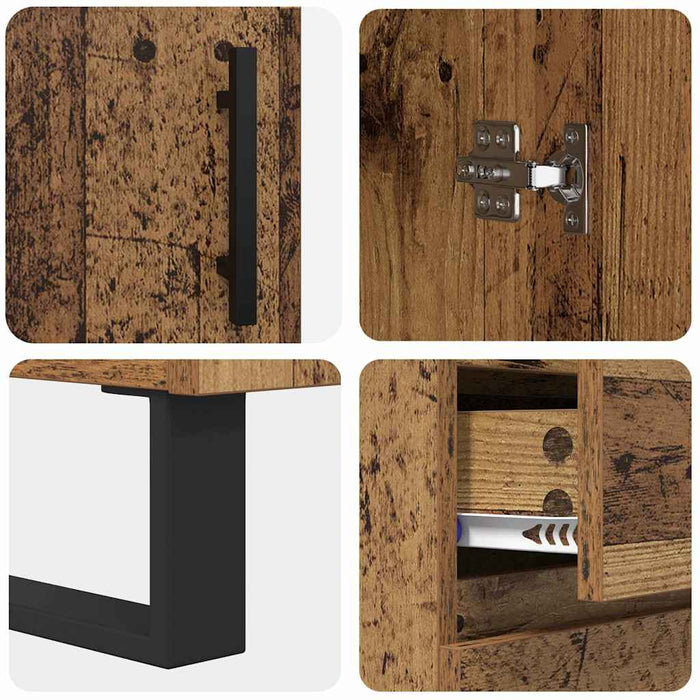Bufet cu sertar 2 pcs Lemn Vechi Lemn Stratificat și Sticlă - WALTI WALTI