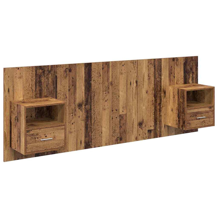 Tăblie cu Noptieră cu sertar 3 pcs Lemn Vechi Lemn compozit - WALTI WALTI