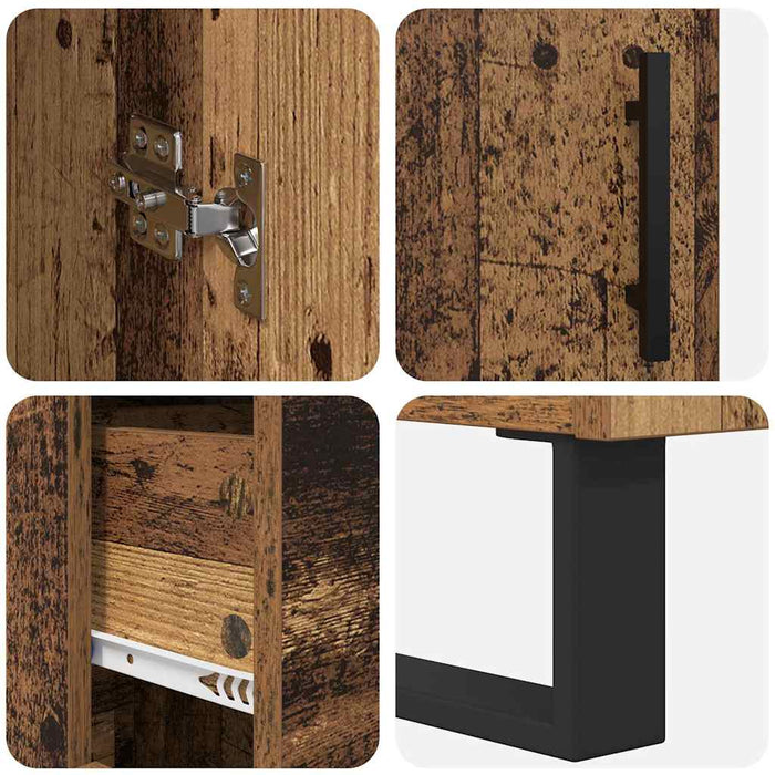Bufet cu sertar 2 pcs Lemn Vechi Lemn Stratificat și Sticlă - WALTI WALTI