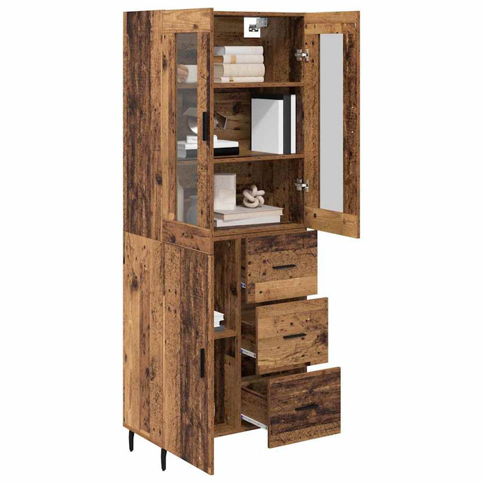 Bufet cu sertar 2 pcs Lemn Vechi Lemn Stratificat și Sticlă - WALTI WALTI