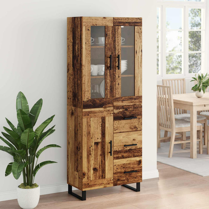 Bufet cu sertar 2 pcs Lemn Vechi Lemn Stratificat și Sticlă - WALTI WALTI