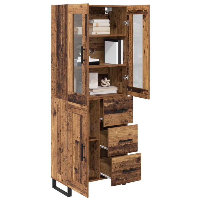 Bufet cu sertar 2 pcs Lemn Vechi Lemn Stratificat și Sticlă - WALTI WALTI