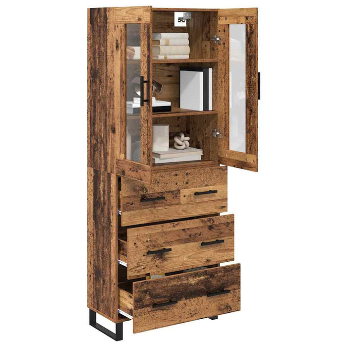 Bufet cu sertar 2 pcs Lemn Vechi Lemn Stratificat și Sticlă - WALTI WALTI