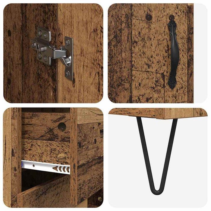 Bufet cu sertar 2 pcs Lemn vechi Lemn tehnic și sticlă - WALTI WALTI