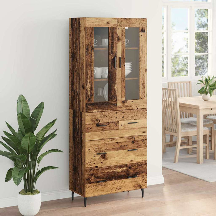 Bufet cu sertar 2 pcs Lemn Vechi Lemn Stratificat și Sticlă - WALTI WALTI