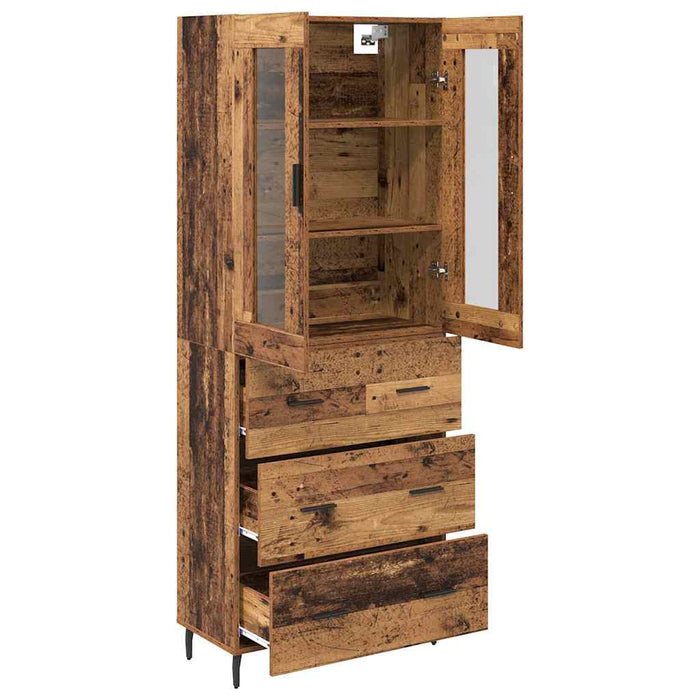 Bufet cu sertar 2 pcs Lemn Vechi Lemn Stratificat și Sticlă - WALTI WALTI