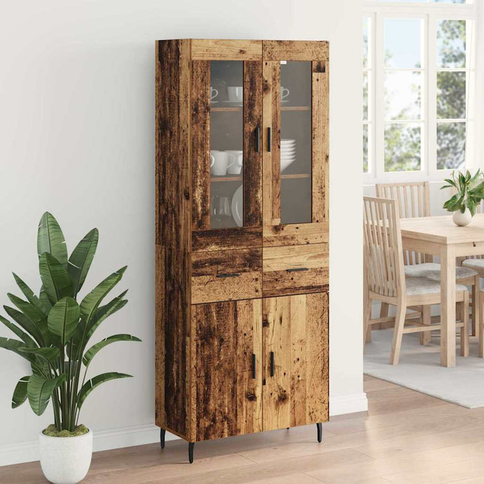 Bufet cu sertar 2 pcs Lemn Vechi Lemn Stratificat și Sticlă - WALTI WALTI