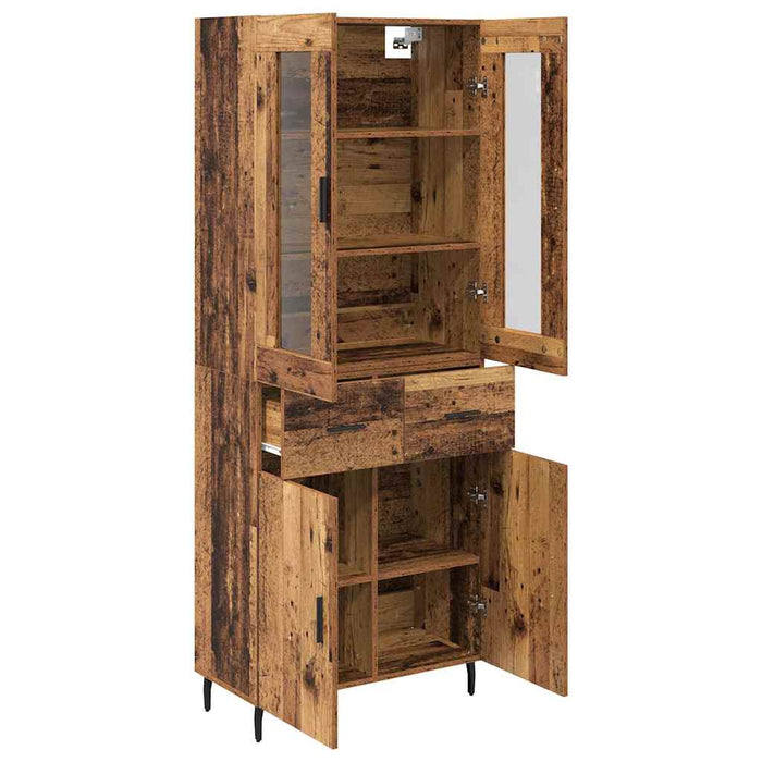 Bufet cu sertar 2 pcs Lemn Vechi Lemn Stratificat și Sticlă - WALTI WALTI